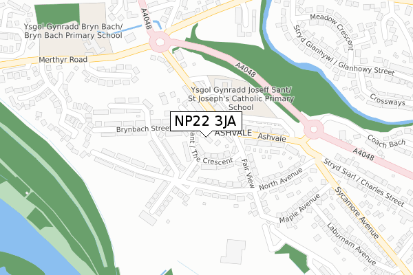 NP22 3JA map - large scale - OS Open Zoomstack (Ordnance Survey)
