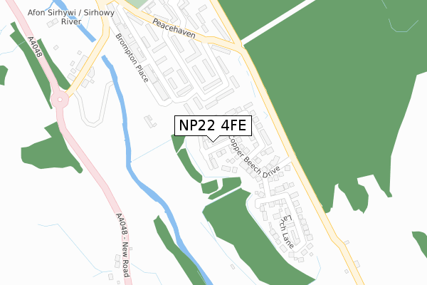 NP22 4FE map - large scale - OS Open Zoomstack (Ordnance Survey)