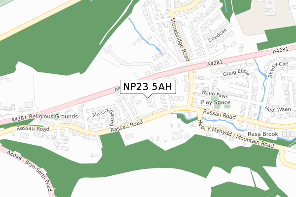 NP23 5AH map - large scale - OS Open Zoomstack (Ordnance Survey)