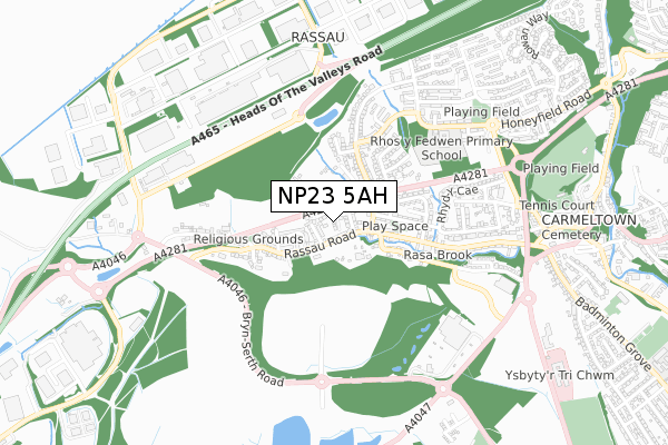 NP23 5AH map - small scale - OS Open Zoomstack (Ordnance Survey) NP23 5AH map - small scale - OS Open Zoomstack (Ordnance Survey)