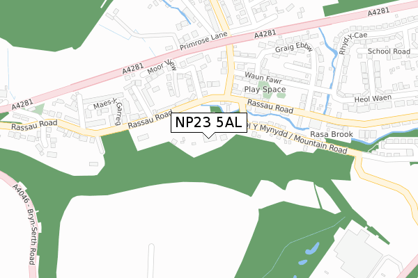 NP23 5AL map - large scale - OS Open Zoomstack (Ordnance Survey)