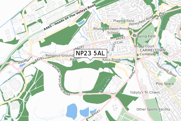 NP23 5AL map - small scale - OS Open Zoomstack (Ordnance Survey)