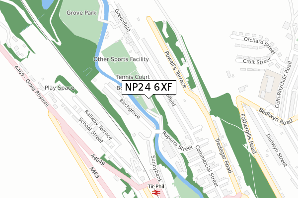 NP24 6XF map - large scale - OS Open Zoomstack (Ordnance Survey)