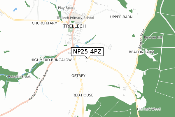 NP25 4PZ map - small scale - OS Open Zoomstack (Ordnance Survey)