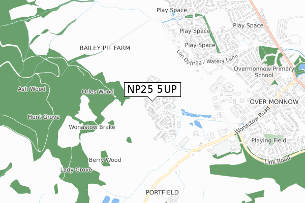 NP25 5UP map - small scale - OS Open Zoomstack (Ordnance Survey)