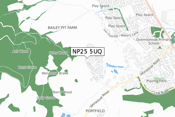 NP25 5UQ map - small scale - OS Open Zoomstack (Ordnance Survey)
