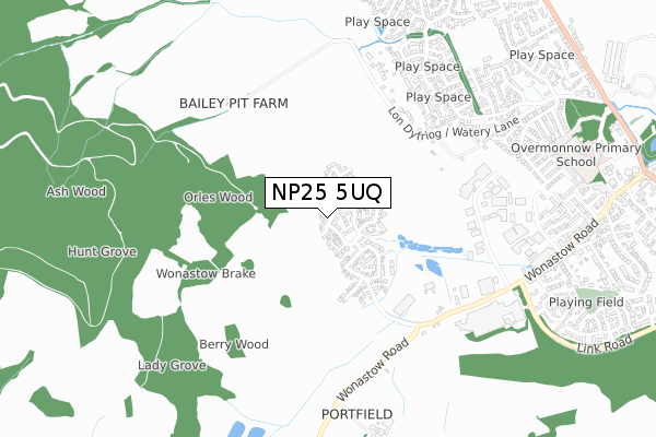NP25 5UQ map - small scale - OS Open Zoomstack (Ordnance Survey) NP25 5UQ map - small scale - OS Open Zoomstack (Ordnance Survey)