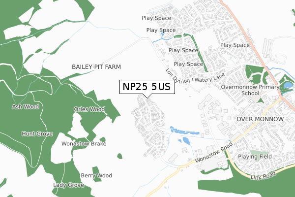 NP25 5US map - small scale - OS Open Zoomstack (Ordnance Survey) NP25 5US map - small scale - OS Open Zoomstack (Ordnance Survey)