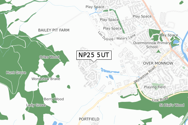 NP25 5UT map - small scale - OS Open Zoomstack (Ordnance Survey)