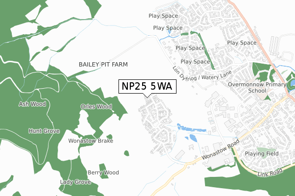NP25 5WA map - small scale - OS Open Zoomstack (Ordnance Survey)