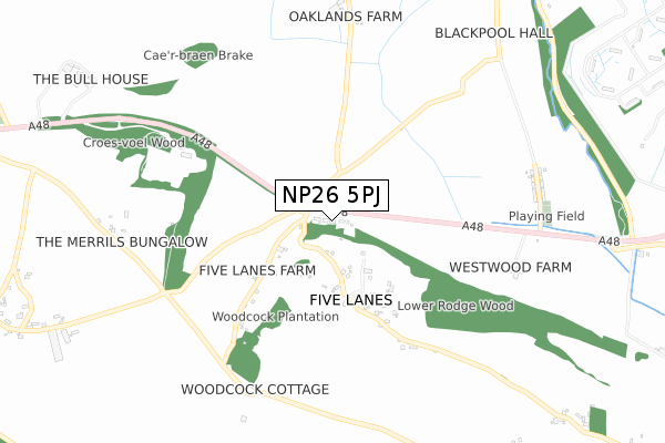 NP26 5PJ map - small scale - OS Open Zoomstack (Ordnance Survey)