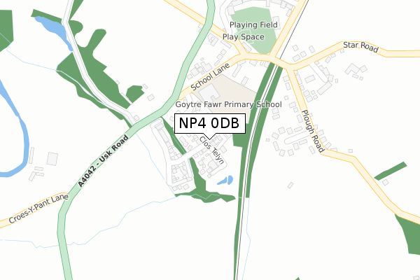 NP4 0DB map - large scale - OS Open Zoomstack (Ordnance Survey)