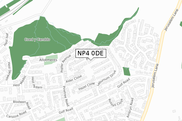 NP4 0DE map - large scale - OS Open Zoomstack (Ordnance Survey)