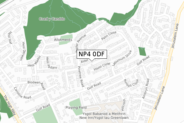 NP4 0DF map - large scale - OS Open Zoomstack (Ordnance Survey)