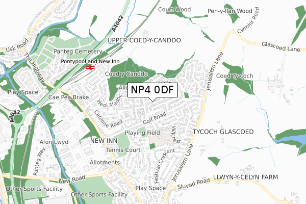 NP4 0DF map - small scale - OS Open Zoomstack (Ordnance Survey)