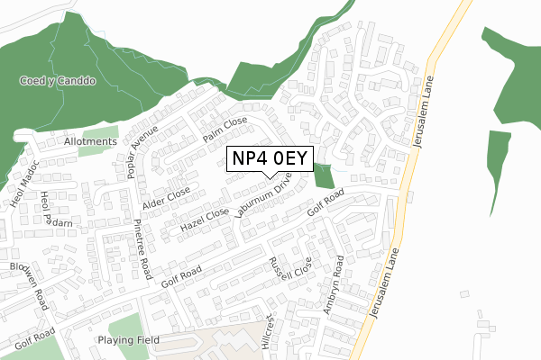 NP4 0EY map - large scale - OS Open Zoomstack (Ordnance Survey)