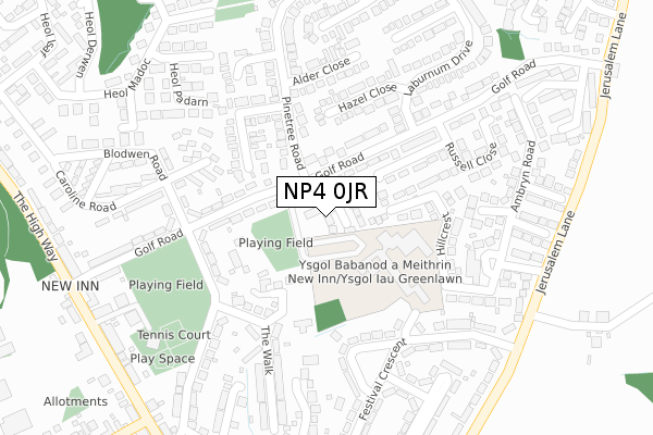 NP4 0JR map - large scale - OS Open Zoomstack (Ordnance Survey)