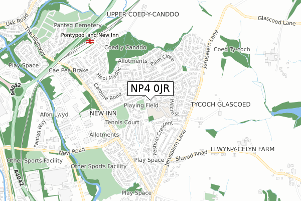 NP4 0JR map - small scale - OS Open Zoomstack (Ordnance Survey)