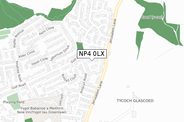 NP4 0LX map - large scale - OS Open Zoomstack (Ordnance Survey)