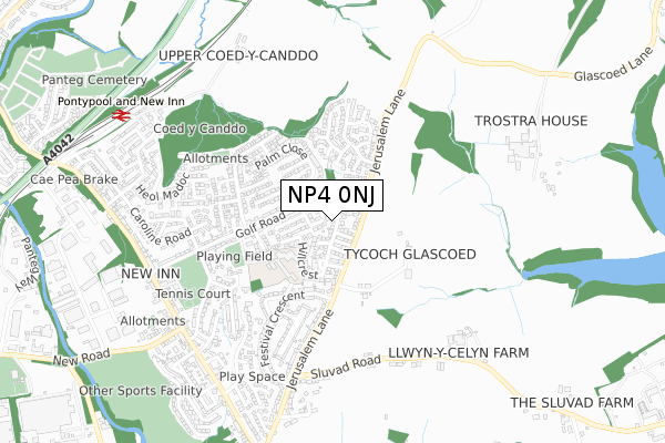 NP4 0NJ map - small scale - OS Open Zoomstack (Ordnance Survey)