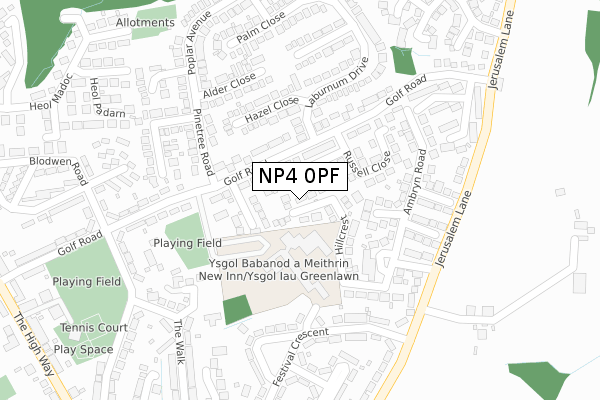 NP4 0PF map - large scale - OS Open Zoomstack (Ordnance Survey)