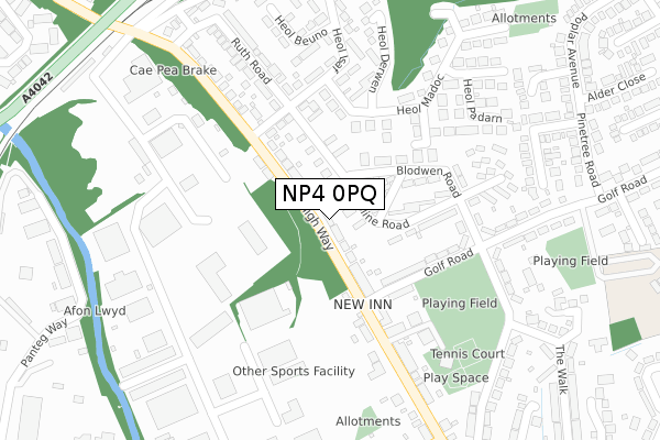 NP4 0PQ map - large scale - OS Open Zoomstack (Ordnance Survey)