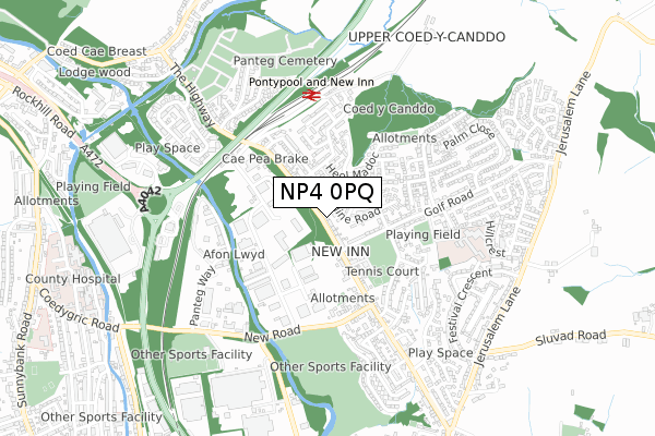 NP4 0PQ map - small scale - OS Open Zoomstack (Ordnance Survey)