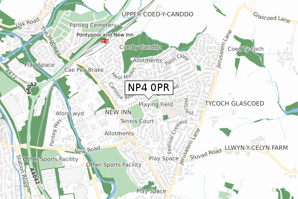 NP4 0PR map - small scale - OS Open Zoomstack (Ordnance Survey)
