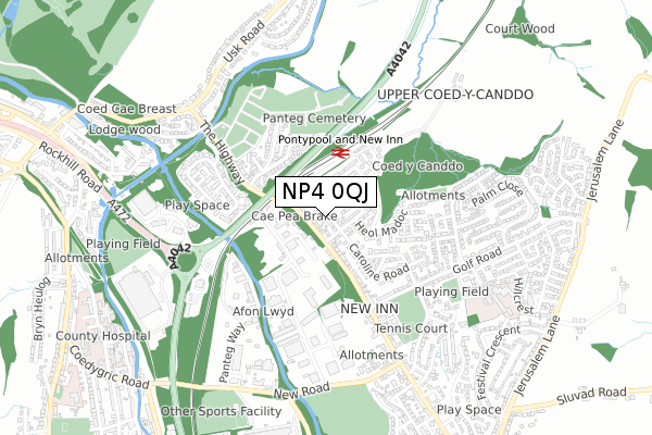 NP4 0QJ map - small scale - OS Open Zoomstack (Ordnance Survey) NP4 0QJ map - small scale - OS Open Zoomstack (Ordnance Survey)