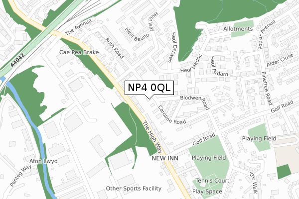 NP4 0QL map - large scale - OS Open Zoomstack (Ordnance Survey)