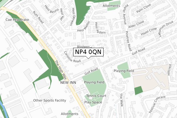 NP4 0QN map - large scale - OS Open Zoomstack (Ordnance Survey)