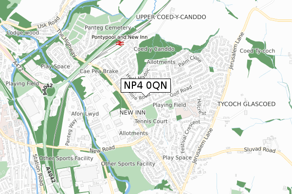 NP4 0QN map - small scale - OS Open Zoomstack (Ordnance Survey)