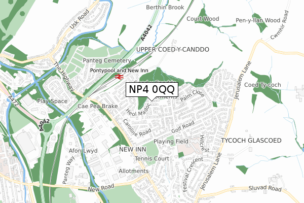 NP4 0QQ map - small scale - OS Open Zoomstack (Ordnance Survey)