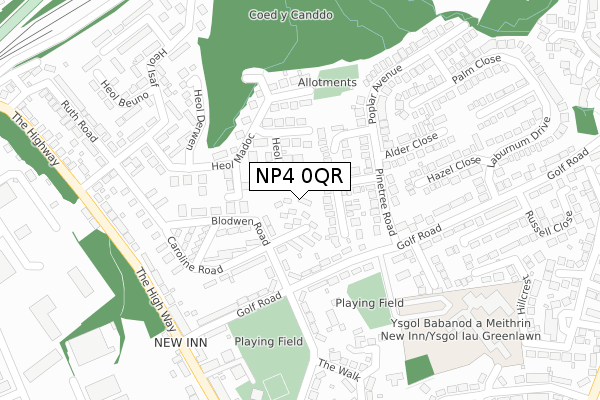 NP4 0QR map - large scale - OS Open Zoomstack (Ordnance Survey)
