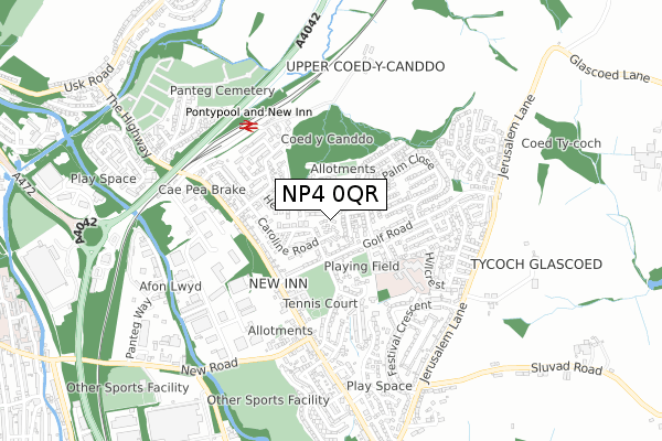 NP4 0QR map - small scale - OS Open Zoomstack (Ordnance Survey)
