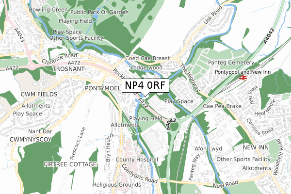 NP4 0RF map - small scale - OS Open Zoomstack (Ordnance Survey)