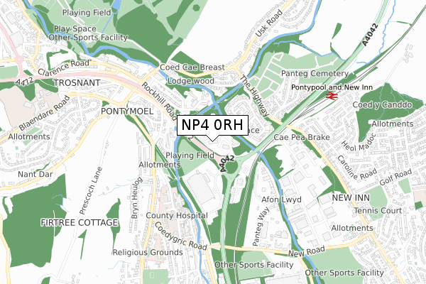 NP4 0RH map - small scale - OS Open Zoomstack (Ordnance Survey) NP4 0RH map - small scale - OS Open Zoomstack (Ordnance Survey)