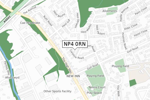 NP4 0RN map - large scale - OS Open Zoomstack (Ordnance Survey)