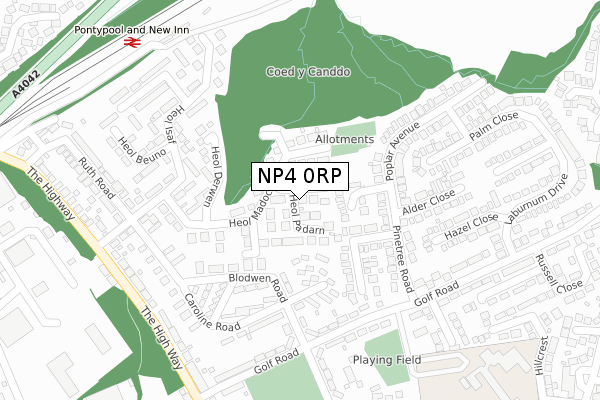 NP4 0RP map - large scale - OS Open Zoomstack (Ordnance Survey)