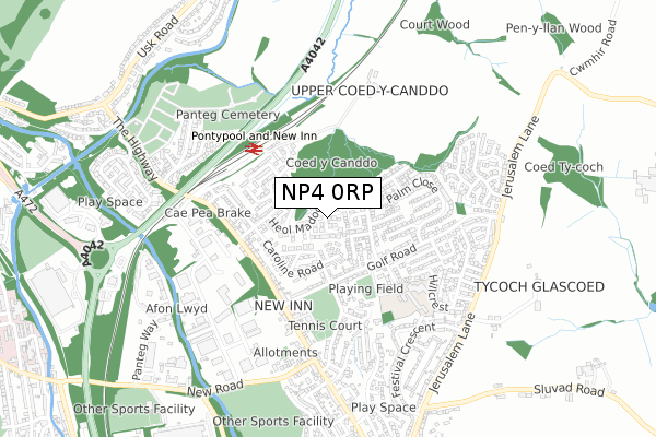 NP4 0RP map - small scale - OS Open Zoomstack (Ordnance Survey)