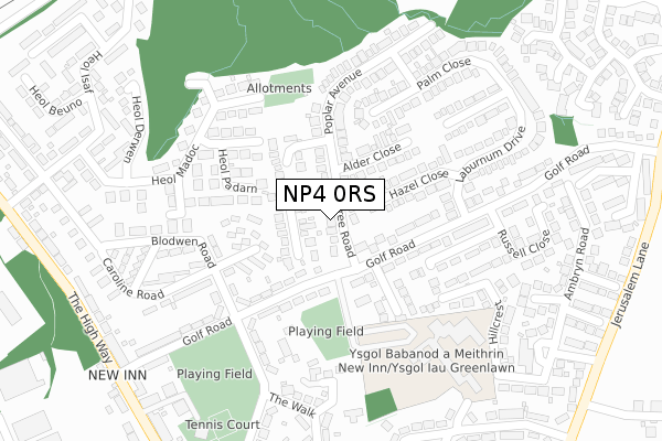 NP4 0RS map - large scale - OS Open Zoomstack (Ordnance Survey)