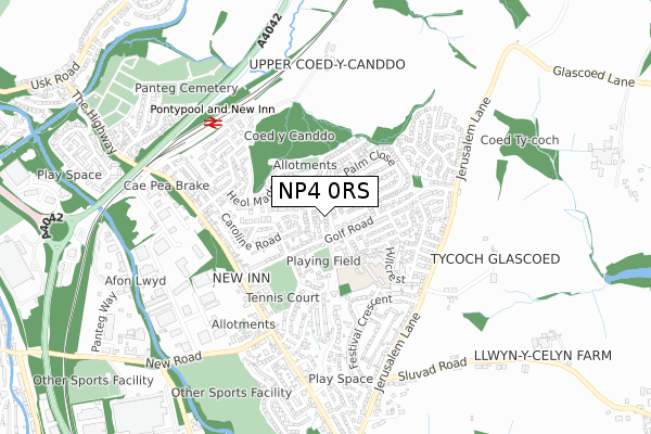NP4 0RS map - small scale - OS Open Zoomstack (Ordnance Survey)