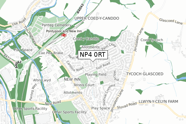 NP4 0RT map - small scale - OS Open Zoomstack (Ordnance Survey)