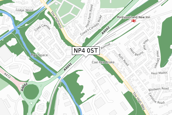 NP4 0ST map - large scale - OS Open Zoomstack (Ordnance Survey)