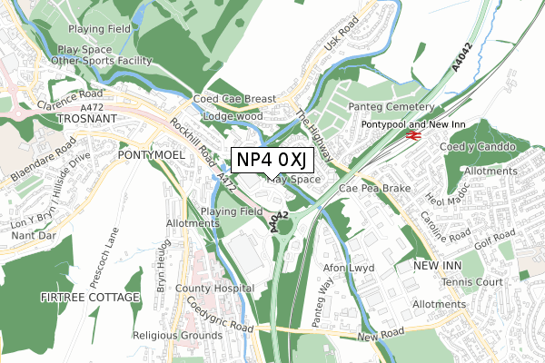 NP4 0XJ map - small scale - OS Open Zoomstack (Ordnance Survey) NP4 0XJ map - small scale - OS Open Zoomstack (Ordnance Survey)