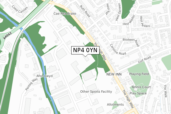 NP4 0YN map - large scale - OS Open Zoomstack (Ordnance Survey)