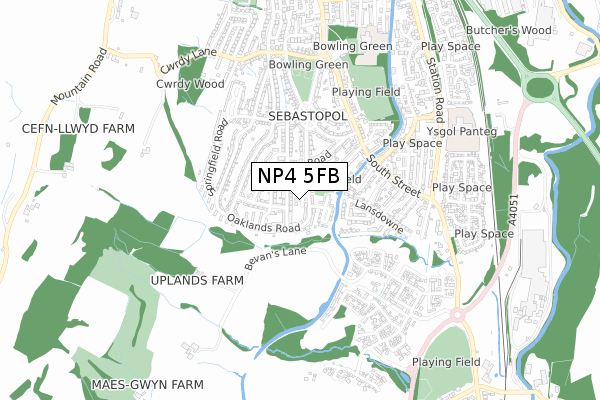 NP4 5FB map - small scale - OS Open Zoomstack (Ordnance Survey)