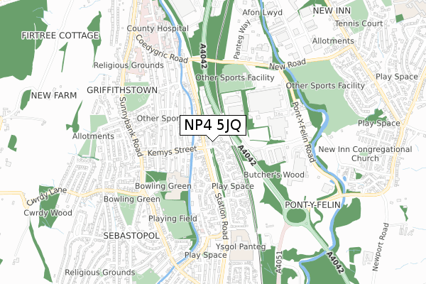 NP4 5JQ map - small scale - OS Open Zoomstack (Ordnance Survey) NP4 5JQ map - small scale - OS Open Zoomstack (Ordnance Survey)
