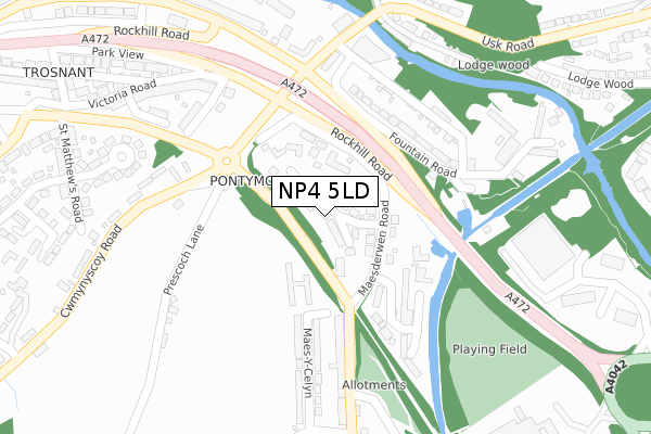 NP4 5LD map - large scale - OS Open Zoomstack (Ordnance Survey)