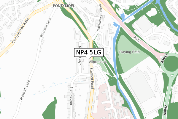 NP4 5LG map - large scale - OS Open Zoomstack (Ordnance Survey)
